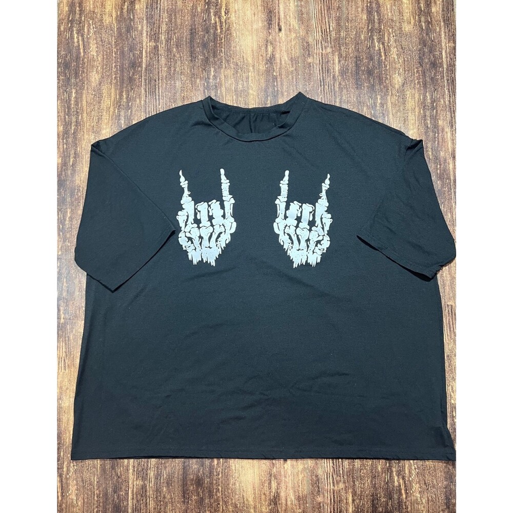 Shein XL Skeleton Handprint Black Halloween Shirt